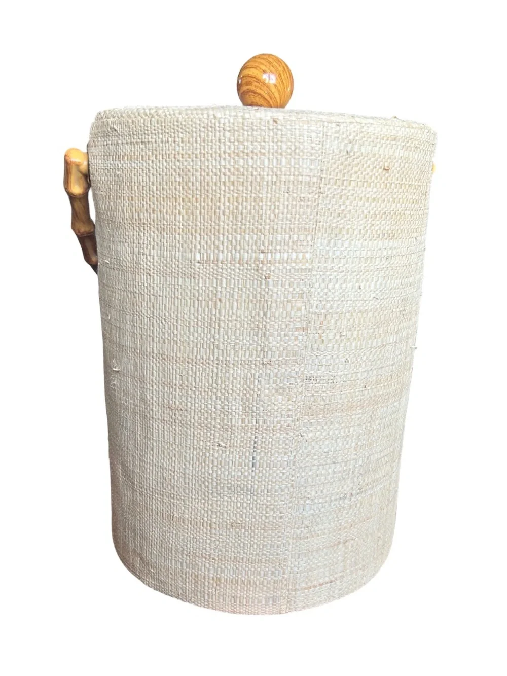 Vintage Grasscloth & Faux Bamboo Ice Bucket